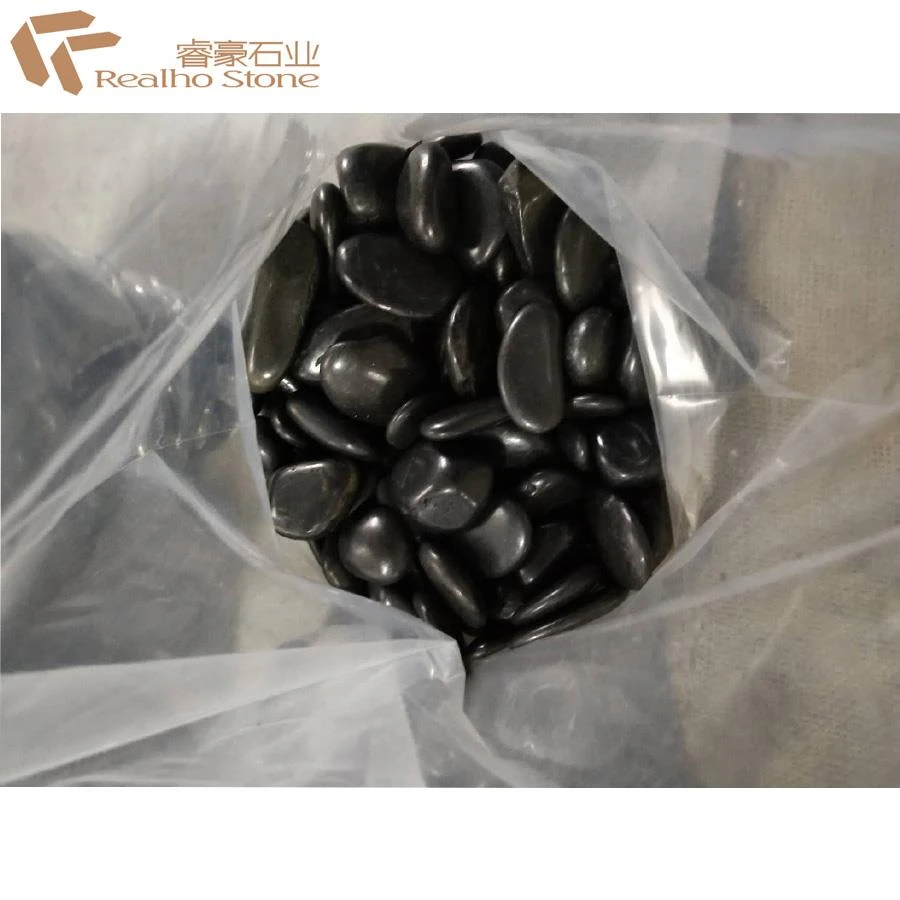 black polished pebble stone