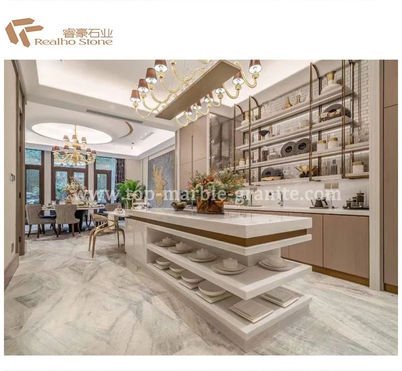 white marble floor kitchen