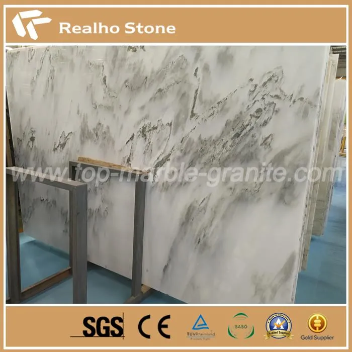 Landscape White Marble Bookmatch For Wall / Flooring Design