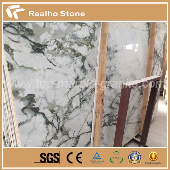 Big Stone Slab Price Ziarat White Vietnam Marble With Grey And Green Veins Surface