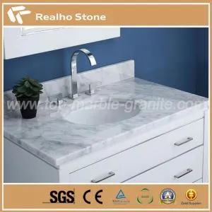 Dessus naturels de salle de bains en marbre blanc de Carrara