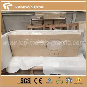 Dessus de vanité et dessus en marbre beige naturel Galala de qualité supérieure pour salle de bain