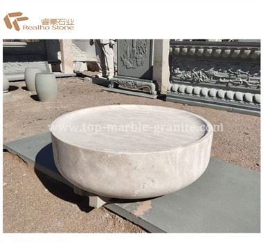 Table Basse Circle De Travertin Pour Salon
